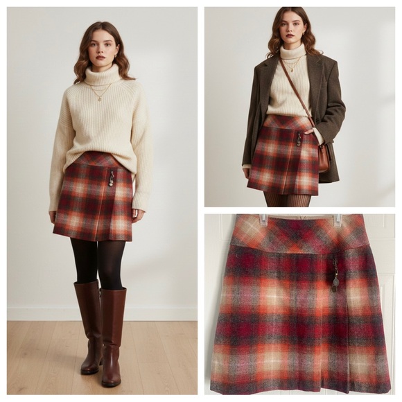 Terra Nostra Dresses & Skirts - Terra Nostra 10 Wool Blend Plaid Skirt Red Tartan Dark Academia Mini